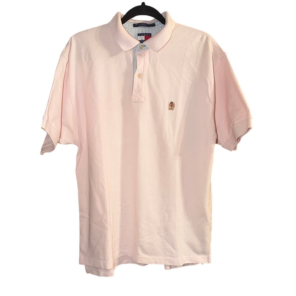 Tommy Hilfiger Men's Short Sleeve Pale Pink Polo Shirt Size Medium M